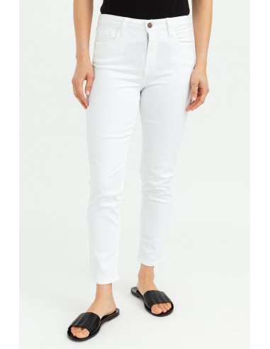 CROP-LENGTH FIVE POCKET PANT IN STRETCH DENIM WHITE vente chaude votre 