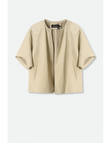 KIMI CROPPED KIMONO TIE JACKET IN ITALIAN LEATHER pas cher 