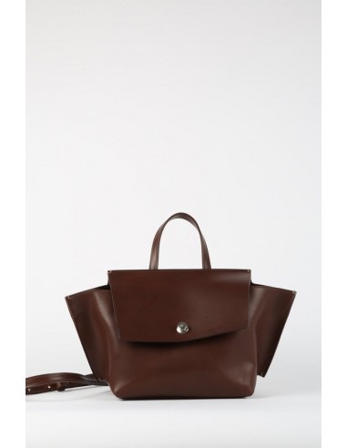 ROSA CONVERTIBLE HANDBAG IN ITALIAN LEATHER DARK BROWN français