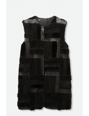 BIBI PATCHWORK VEST IN SHEARLING AND LEATHER à prix réduit toute l'année