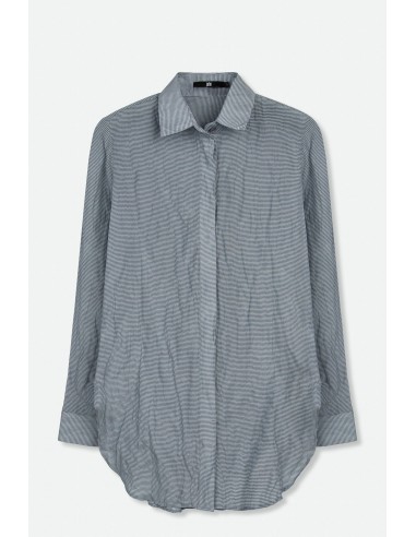 SFIZIO TEXTURED COTTON-SILK PERFECT SHIRT IN MICRO STRIPE Fin de série