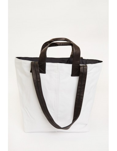 BIANCO SHOPPING TOTE WHITE AND BROWN LEATHER CONTRAST Par le système avancé 