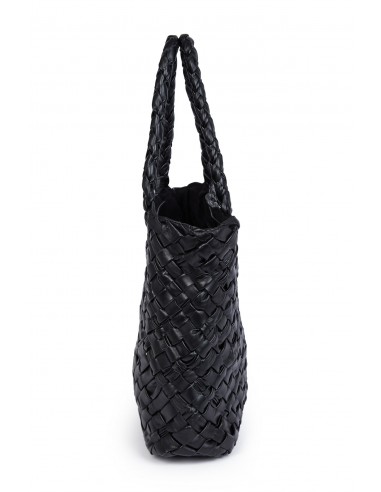 MELANIE ITALIAN WOVEN LEATHER HANDBAG IN BLACK des créatures d'habitude