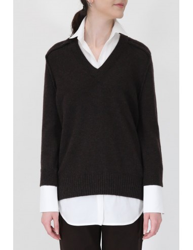 VINNIE SHIRTED V-NECK SWEATER IN FINE ITALIAN STRETCH POPLIN Comment ça marche