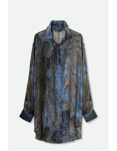 ZURI ONE-SIZE TUNIC SHIRT IN PRINTED ITALIAN SILK VOILE IN WINDOW SILL chez Cornerstreet bien 