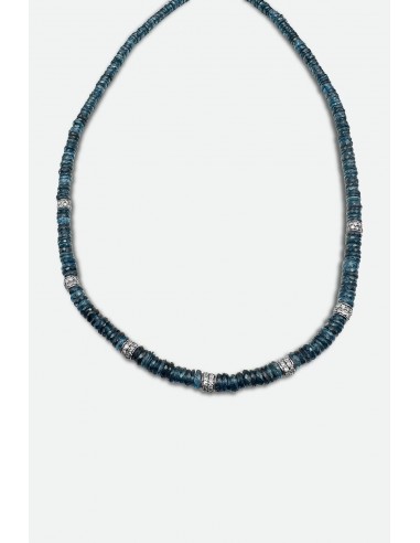 Blue Topaz Heishi Necklace with Diamond Beads store