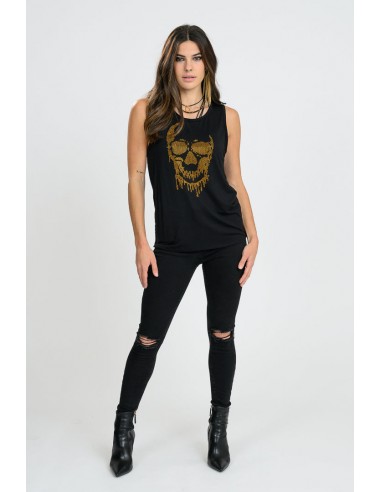 CAMISOLE SKULL brillant des détails fins