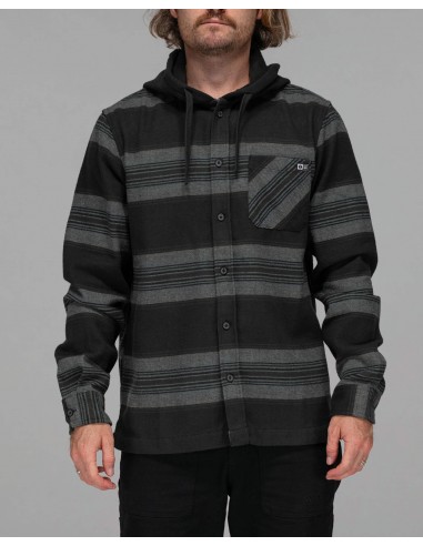 Outback Hooded L/S Flannel - Coal les muscles