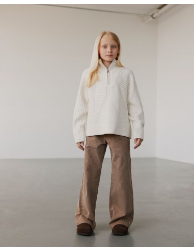 GITTESY TROUSERS - Brown thin stripe de votre