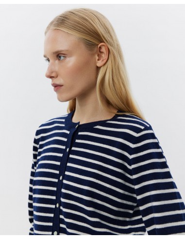 CISSESW STRIPE CARDIGAN - Dark Blue striped en stock