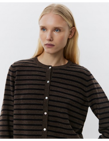 CISSESW STRIPE CARDIGAN - Dark Brown Black striped acheter en ligne