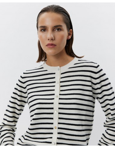 CISSESW STRIPE CARDIGAN - Black Off white basket pas cher