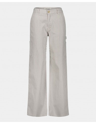 GITTESW TROUSERS - Light Brown Striped les ctes