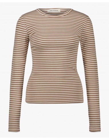 PETRICIASW STRIPE T-SHIRT LONG SLEEVE - Beige Striped Dans la société mordern