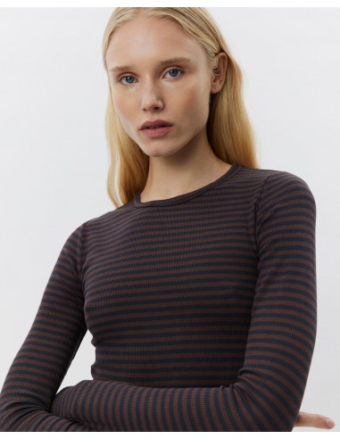 PETRICIASW STRIPE T-SHIRT LONG SLEEVE - Dark Brown Black striped Vous souhaitez 