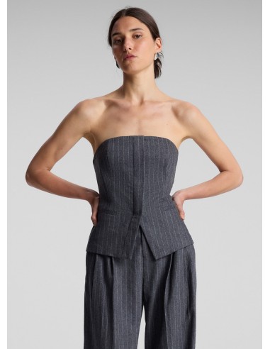 Renee Strapless Wool Cashmere Pinstripe Top de pas cher